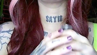 Sexy Alternative Redhead Drinking Soda and Burping