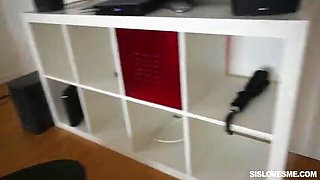 Sneaky stepbro blasts a huge load on his cute step sis