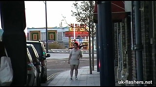 British Fattie Masturbating in a Public Bar