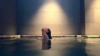 Busty Latina Gets Horny in the ONSEN, Fucks Her Man and Squirts Cum on Tits