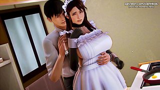 Waifu Academy - Japanese busty stepmom rubs her pussy against her stepsons big cock on a bus full of people - 6