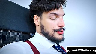 Hunk Ruslan Angelo Bent Over The Desk Gets Slammed By Samuel Hodeckers Massive Cock In Raging