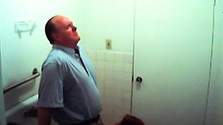 Bathroom slut sucks dick