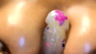 Big Boobs Ebony Hottie Suck White And Black Dildo anal toy