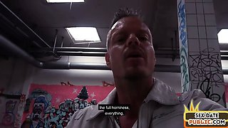 Real pickedup mature giving blowjob in an abandoned building