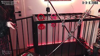 Esclava femenina follada con strap-on y utilizada como cenicero humano - Mistress Karino, Marlene Moore, Ledanaja