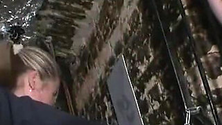 Dominating pussy plays in the cage