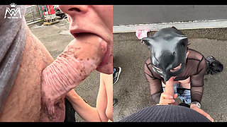 2 Sex-horny Jeans Sluts! Fsk21 Parking Deck Fuck with 2 Users