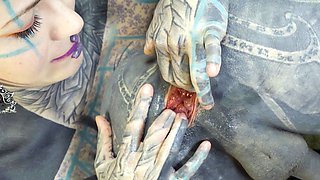 Inked babe Anuskatzz fists Lily Lus ass