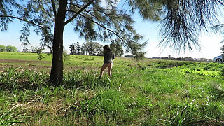 Patricia and Her Ass Walks Among the Pines