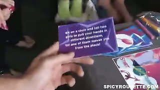 Naughty teens playing for cock prize