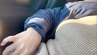 Asian teen with hairy pussy opens up in car then goes outside to piss