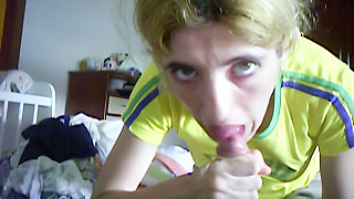 2 Vintage videos of young wife sucking cock and receiving cum in mouth, playfull.