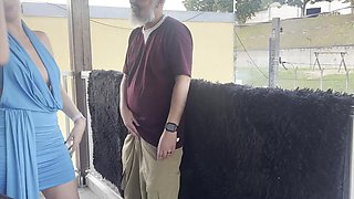 Big butted milf had sex with a guy she met on a party, on the balcony