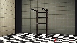 Crazy sex in the prison. A sexy brunette with many boobs gets fucked hard by a butcher