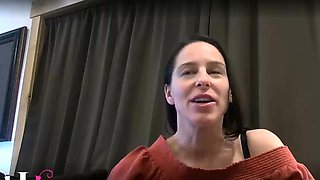 Beautiful Brunette Big Boobs Rides Fake Cock