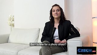 Czech schoolgirl takes a girthy knob at her fitst audition - czech porno