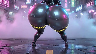 sexy curvy robot pleasing her master