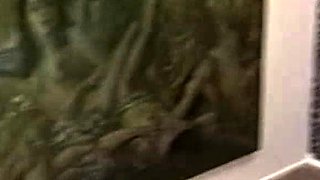Retro sextape of busty babe handling two nobs