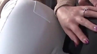 Crowded Bus Rush. Tight Pants Wife Feels the Firm Press, Panty Line Showing as She Gives in to the Moment Part 1