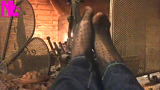 Warming up My Hosed Feet at the Fireplace