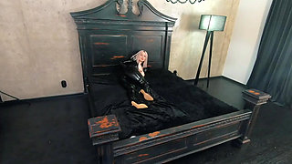 Rubber Black Latex Catsuit Backstage Video, Thigh High Boots and Shiny Fetish Clothes