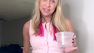 Peeing in a Clear Plastic to Go Container