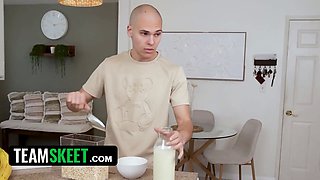 Whorey roommates challenge their fresh roomie to stay sensitized while they undress and taunt