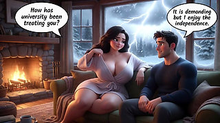 Kevin Finds Passion with His Stepmother During a Long Winter Absence (ai Generated)