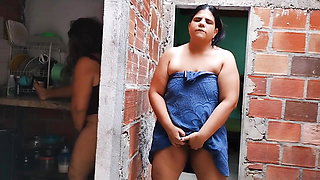My stepmother's husband is working and I masturbate watching her big ass while she talks on the phone with her lover
