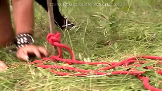 Hardcore BDSM Slave Obedience Outdoors - Rough Bondage & Punishment