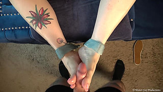 A Footjob From Your Stepmom After Ruining Her Shoes POV