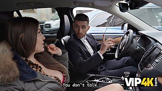 Big-Tits Brunette Roughly Licks His Ass After Car Scratch