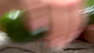 The Cucumber Makes This Perfect Pussy Squirt a Lot