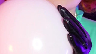 Airballoon latex fetish video, femdom POV humiliation