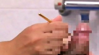Subtitled CFNM Japanese sauna lady duo penis cleaning