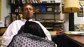Secretary Brandi is doing a blowjob on her knees