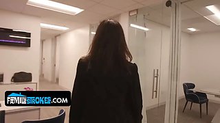 Bossy stepmother shay relaxes strain by letting son-in-law fuck her ass at work