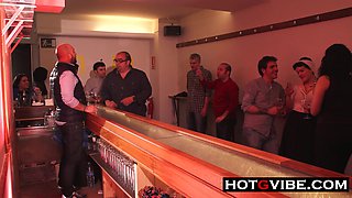 Sexy Babes Squirt At A Bar
