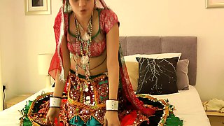 Charming Indian College Girl Jasmine In Gujarati Garba Dress