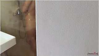 Stepsister sneaks in to suck her brother’s cock