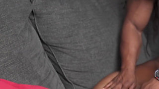Ebony Couple Oil Massage & Sofa Fuck