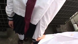 Japanese schoolgirl sucks cock Uncensored