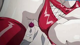 Kinky hentai stripper teases two horny studs with her