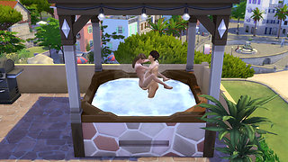 Couple on vacation take the opportunity to fuck in the hydro. The Sims