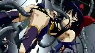 Big titted brunette hentai slave getting tied up and boned