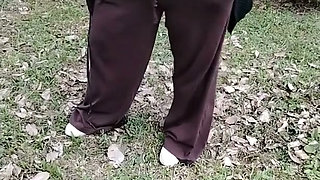 My stepmother walking in a transparent T-shirt.