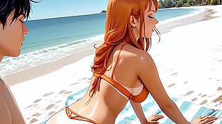Nami Fucked Hard By Luffy And Zoro Threesome On The Beach One Piece Uncensored Hentai - Car Toon
