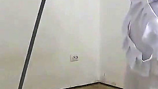 Nympho Maid Masturbates with Broom & Mop While Cleaning an Abandoned House