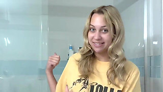 Stripping Fully Naked for a Morning Pee in the Shower